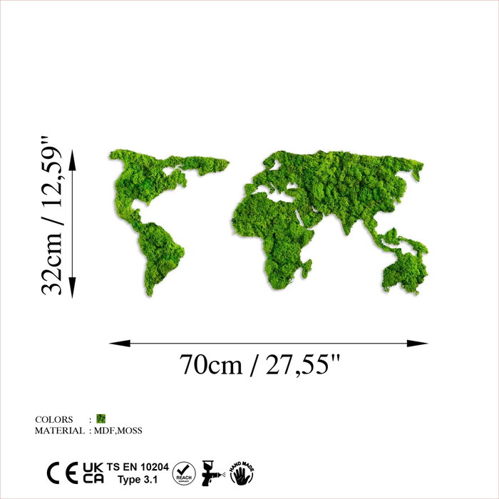 Wallity World Map Escultura de pared Verde